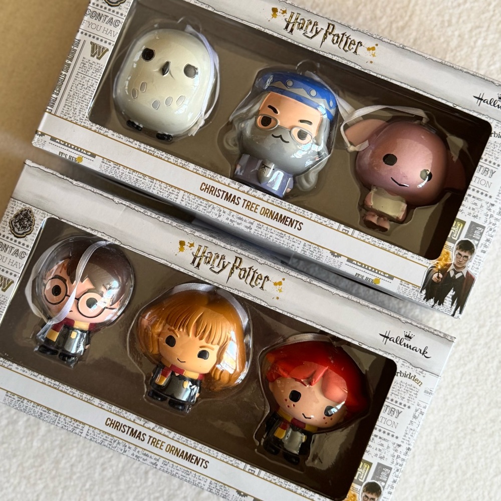 NIB🧙Set of 2 Boxed Set Hallmark Harry Potter Ornaments, 6 Figurines